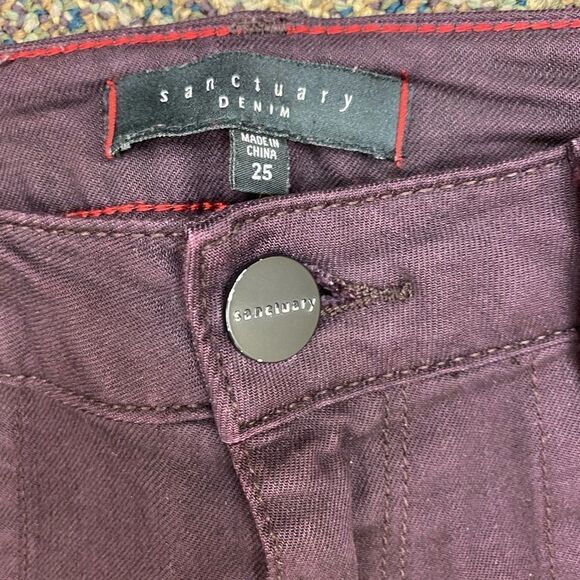 Anthropologie‎ Sanctuary Ace Utility Wine Red Skinny Jean Pants - Picture 4 of 8
